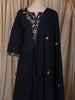 Deep Navy Blue Floral Thread Embroidered Design Cotton Straight Cut Salwar Suit with Dupatta