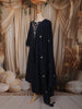 Deep Navy Blue Floral Thread Embroidered Design Cotton Straight Cut Salwar Suit with Dupatta