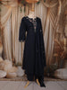 Deep Navy Blue Floral Thread Embroidered Design Cotton Straight Cut Salwar Suit with Dupatta
