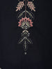 Deep Navy Blue Floral Thread Embroidered Design Cotton Straight Cut Salwar Suit with Dupatta