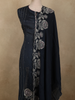 Deep Navy Blue Floral Thread Embroidered Design Cotton Unstitched Salwar Material with Dupatta