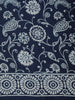 Deep Navy Blue Floral Vine Printed Design Cotton Casual Wear Saree