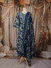 Deep Navy Blue Floral Vine Printed Design Cotton Salwar Suit wit Matching Dupatta