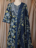 Deep Navy Blue Floral Vine Printed Design Cotton Salwar Suit wit Matching Dupatta