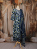 Deep Navy Blue Floral Vine Printed Design Cotton Salwar Suit wit Matching Dupatta