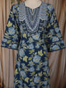 Deep Navy Blue Floral Vine Printed Design Cotton Salwar Suit wit Matching Dupatta