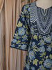 Deep Navy Blue Floral Vine Printed Design Cotton Salwar Suit wit Matching Dupatta