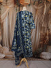 Deep Navy Blue Floral Vine Printed Design Cotton Salwar Suit wit Matching Dupatta