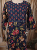 Deep Navy Blue Floral Vine Printed Design Pure Cotton Straight Cut Salwar Suit with Matching Dupatta