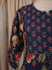 Deep Navy Blue Floral Vine Printed Design Pure Cotton Straight Cut Salwar Suit with Matching Dupatta