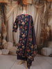 Deep Navy Blue Floral Vine Printed Design Pure Cotton Straight Cut Salwar Suit with Matching Dupatta