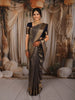 Deep Navy Blue Floral Vine Zari Woven Design Pure Kanchipuram Silk Saree with Zari Border