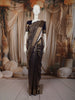 Deep Navy Blue Floral Vine Zari Woven Design Pure Kanchipuram Silk Saree with Zari Border