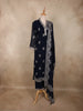 Deep Navy Blue Floral Zari Embroidered Design Georgette Salwar Suit with Dupatta
