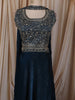 Deep Navy Blue Floral Zari Embroidered Design Organza Lehenga with Choker Dupatta