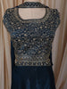 Deep Navy Blue Floral Zari Embroidered Design Organza Lehenga with Choker Dupatta