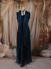 Deep Navy Blue Floral Zari Embroidered Design Organza Lehenga with Choker Dupatta
