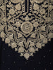 Deep Navy Blue Floral Zari Embroidered Design Silk Straight Cut Salwar Suit with Dupatta