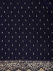 Deep Navy Blue Floral Zari Embroidered Design Tissue Designer Saree with Scalloped Border