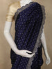 Deep Navy Blue Floral Zari Embroidered Design Tissue Designer Saree with Scalloped Border