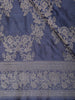 Deep Navy Blue Floral Zari Woven Design Pure Banarasi Silk Saree with Zari Border