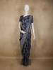 Deep Navy Blue Floral Zari Woven Design Pure Banarasi Silk Saree with Zari Border