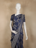 Deep Navy Blue Floral Zari Woven Design Pure Banarasi Silk Saree with Zari Border
