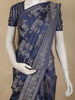 Deep Navy Blue Floral Zari Woven Design Pure Banarasi Silk Saree with Zari Border