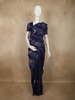 Deep Navy Blue Floral and Striped Zari Woven Design Tussar Saree