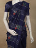 Deep Navy Blue Floral and Striped Zari Woven Design Tussar Saree