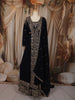 Deep Navy Blue Floral sequins and Zardozi Embroidered Design Georgette Mastani  Gown with Dupatta