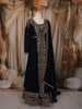 Deep Navy Blue Floral sequins and Zardozi Embroidered Design Georgette Mastani  Gown with Dupatta