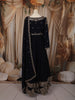 Deep Navy Blue Floral sequins and Zardozi Embroidered Design Georgette Mastani  Gown with Dupatta