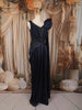 Deep Navy Blue Geometric Beads Embroidered Design Chiffon Party Gown with Attached Dupatta