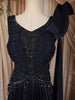 Deep Navy Blue Geometric Beads Embroidered Design Chiffon Party Gown with Attached Dupatta