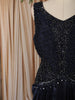 Deep Navy Blue Geometric Beads Embroidered Design Chiffon Party Gown with Attached Dupatta