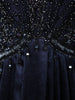 Deep Navy Blue Geometric Beads Embroidered Design Chiffon Party Gown with Attached Dupatta
