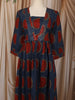 Deep Navy Blue Geometric Printed Design Cotton Anarkali Kurti