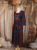 Deep Navy Blue Geometric Printed Design Cotton Anarkali Kurti