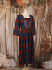 Deep Navy Blue Geometric Printed Design Cotton Anarkali Kurti