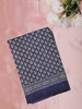 Deep Navy Blue Geometric Printed Design Mixed Silk Cotton Fancy Saree