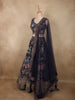Deep Navy Blue Geometric Sequins and Beads Embroidered Design Bridesmaid Lehenga with Dupatta