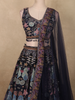 Deep Navy Blue Geometric Sequins and Beads Embroidered Design Bridesmaid Lehenga with Dupatta