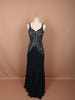 Deep Navy Blue Heavy Beads Embroidered Design Georgette Party Wear Indo Western Gown