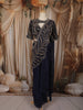 Deep Navy Blue Heavy Beads and Kartana Embroidered Design Shimmer Ready To Wear Saree with Designer Blouse