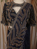 Deep Navy Blue Heavy Beads and Kartana Embroidered Design Shimmer Ready To Wear Saree with Designer Blouse