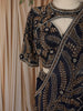 Deep Navy Blue Heavy Beads and Kartana Embroidered Design Shimmer Ready To Wear Saree with Designer Blouse