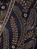 Deep Navy Blue Heavy Beads and Kartana Embroidered Design Shimmer Ready To Wear Saree with Designer Blouse