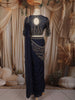 Deep Navy Blue Heavy Beads and Kartana Embroidered Design Shimmer Ready To Wear Saree with Designer Blouse