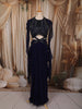 Deep Navy Blue Heavy Kartana and Beads Embroidered Design Georgette Skirt Set with Dupatta